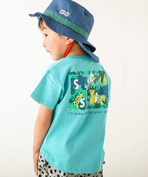 SLAP SLIP(スラップスリップ)/アニマルパッチ半袖Tシャツ(80~130cm)/ブルー（シマウマ）