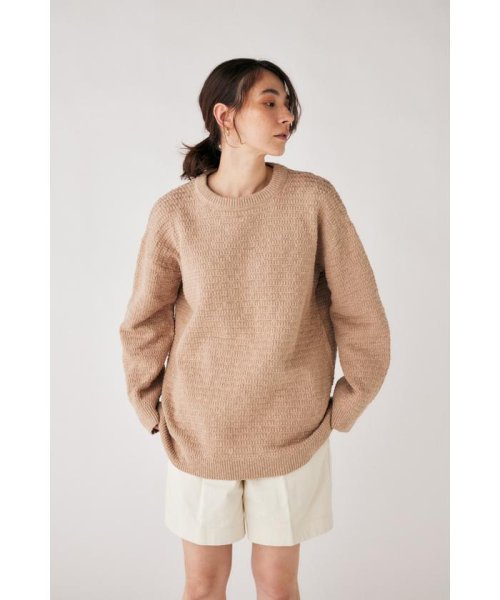 moussy(マウジー)/COTTON SLAB KNIT プルオーバー/L/BEG1