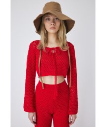moussy(マウジー)/CROCHET CROPPED トップス/RED