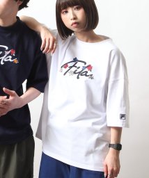 ZIP FIVE(ジップファイブ)/花柄ロゴ半袖Tシャツ/ホワイト系1