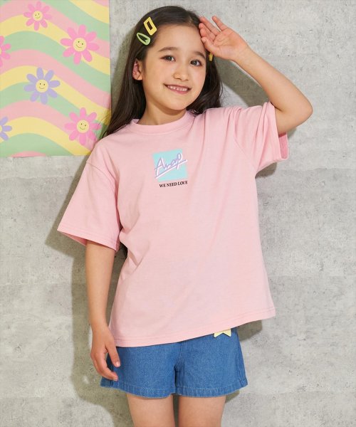 ANAP KIDS(アナップキッズ)/フロントボックスプリントビッグTシャツ/ピンク