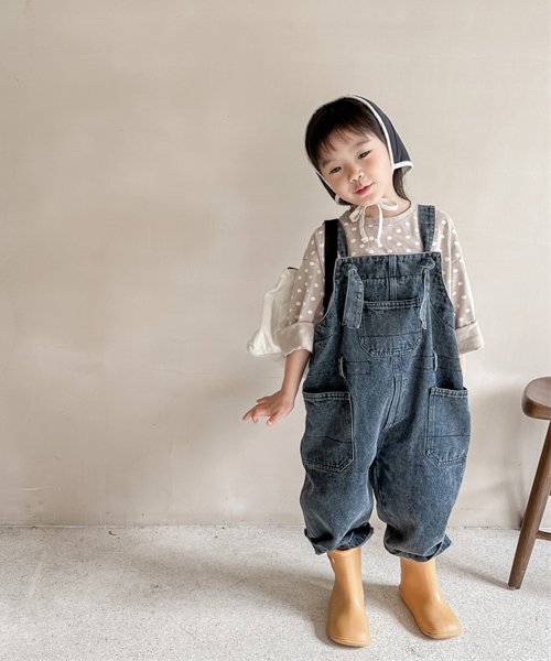 aimoha(aimoha（アイモハ）)/【aimoha－KIDS－】韓国子供服　アメリカワークデニムサロペット/ブラック