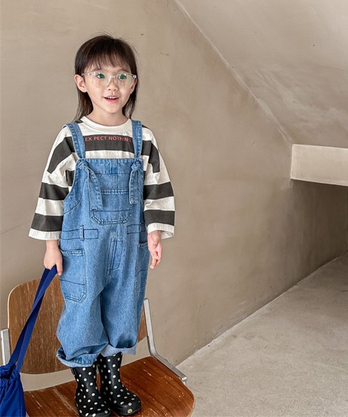 aimoha(aimoha（アイモハ）)/【aimoha－KIDS－】韓国子供服　アメリカワークデニムサロペット/ブルー