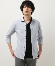 MK homme(エムケーオム)/ストライプシャツ / COOLMAXサッカー/ライトブルー（50）