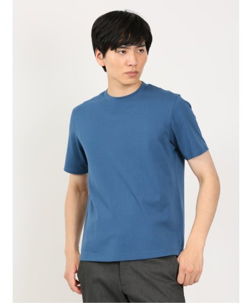 TAKA-Q(タカキュー)/【DRESS T－SHIRT】超長綿 クルーネック 半袖 メンズ Tシャツ カットソー カジュアル インナー ビジネス ギフト プレゼント/ブルー