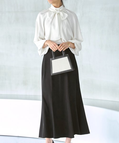 ボリュームスリーブボウタイブラウス＆マーメイドスカートセットアップ「CSU1212」 トップス スカート 7号 9号 11号 13号 15号