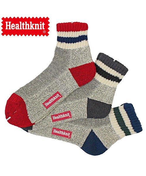 TopIsm(トップイズム)/Healthknit ヘルスニット 3足セット ジャガード スラブ ボーダー ライン入り スニーカーソックス クォーターソックス ショートソックス メンズ靴下/その他系6