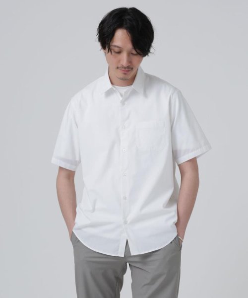 nano・universe(ナノ・ユニバース)/LB.03/「ICE FLOW LINEN」レギュラーカラーシャツ 半袖/ホワイト