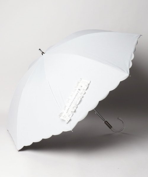 LANVIN Collection(umbrella)(ランバンコレクション（傘）)/晴雨兼用日傘　シエスタロゴリボン/ホワイト