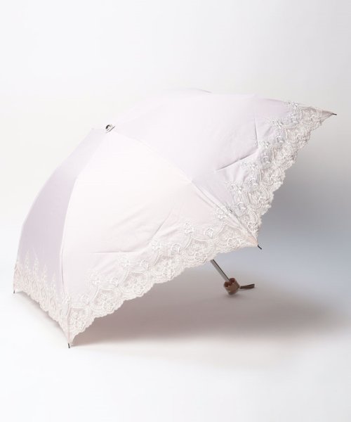 LANVIN Collection(umbrella)(ランバンコレクション（傘）)/晴雨兼用折りたたみ日傘　オーガンジーカットワーク/ピンク