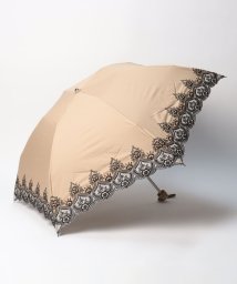 LANVIN Collection(umbrella)(ランバンコレクション（傘）)/晴雨兼用折りたたみ日傘　オーガンジーカットワーク/キャメル