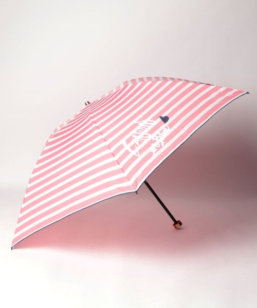 LANVIN en Bleu(umbrella)(ランバンオンブルー（傘）)/折りたたみ傘　ボーダージャガード/レッド