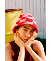 BLACK BY MOUSSY(ブラックバイマウジー)/block check hat/RED