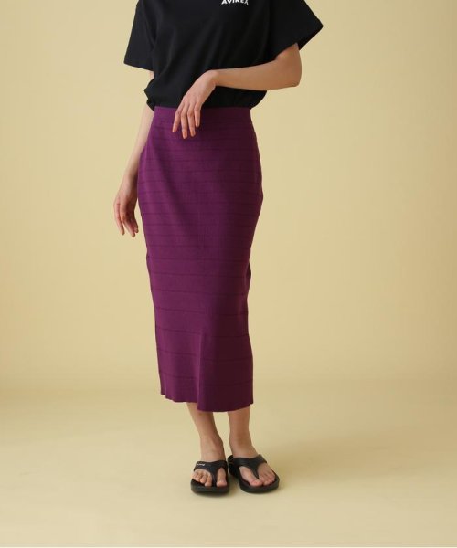 AVIREX(AVIREX)/PANEL BORDER KNIT SKIRT/ パネルボーダーニットスカート/パープル