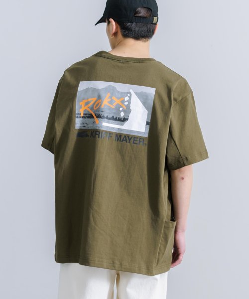 Rocky Monroe(ロッキーモンロー)/プリントTシャツ 半袖 接触冷感 メンズ レディース カットソー ヘビーウェイト クールタフ ビッグシルエット オーバーサイズ クールネック カジュアル アウト/カーキ