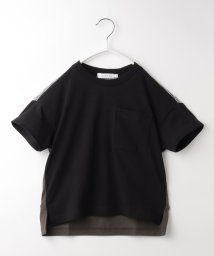 THE SHOP TK（KID）(ザ　ショップ　ティーケー（キッズ）)/【100－140】ストライプドッキングTシャツ/ブラック（019）