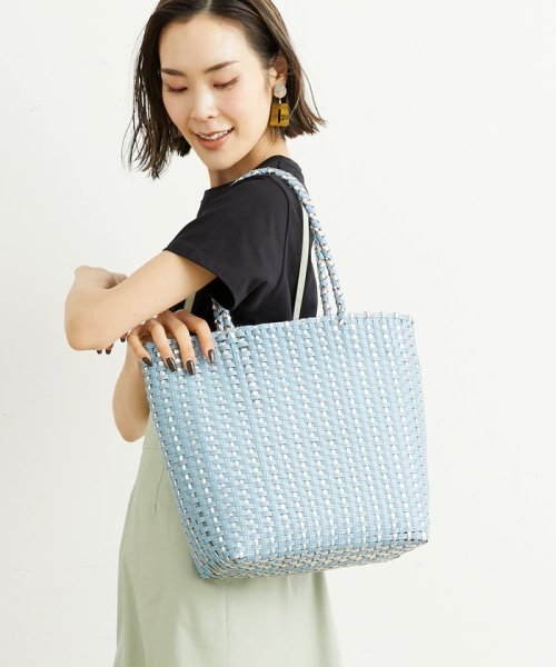 MK MICHEL KLEIN BAG(エムケーミッシェルクランバッグ)/[巾着付き]メタルメッシュトートバッグ/ライトブルー