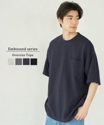 coca(コカ)/【エンボス】クルーネック胸ポケット半袖トップス/NAVY