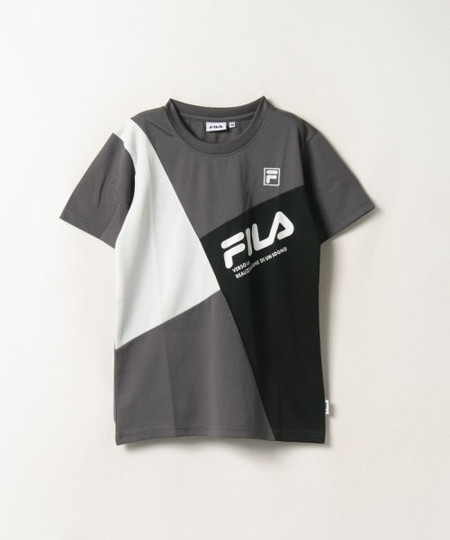 FILA（School Kids）(フィラ（スクール　キッズ）)/【キッズ】アシンメトリ―カラーブロック Tシャツ/チャコール