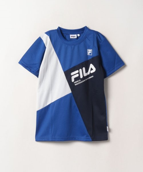 FILA（School Kids）(フィラ（スクール　キッズ）)/【キッズ】アシンメトリ―カラーブロック Tシャツ/ブルー