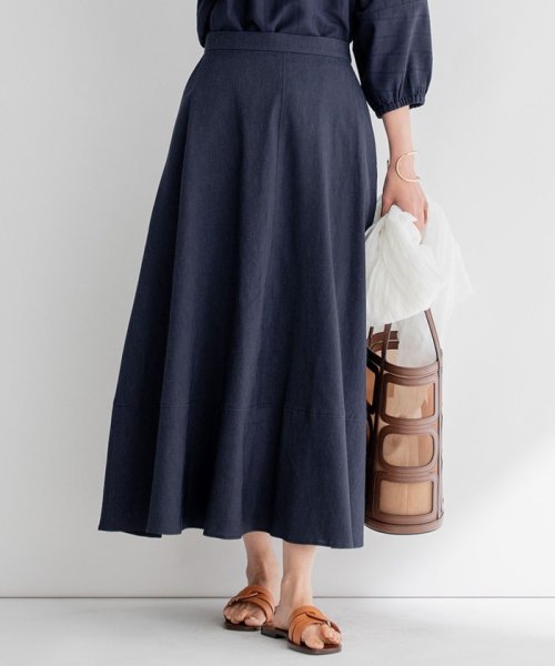 セール】【セットアップ対応】リネンレーヨンストレッチ フレア  