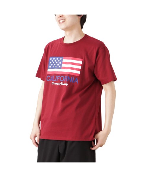 MAC HOUSE(men)(マックハウス（メンズ）)/T－GRAPHICS ティーグラフィックス 星条旗プリント半袖Tシャツ F52008DM/レッド