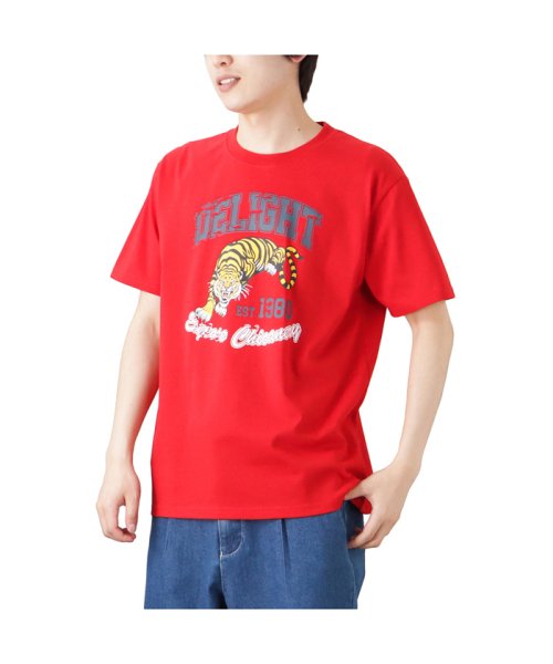 MAC HOUSE(men)(マックハウス（メンズ）)/T－GRAPHICS ティーグラフィックス タイガープリント半袖Tシャツ F52006DM/レッド