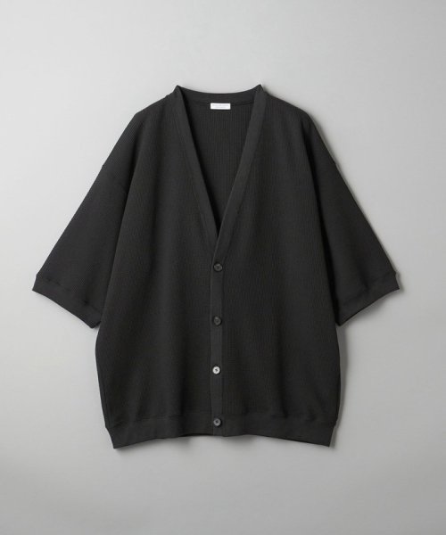 BEAUTY&YOUTH UNITED ARROWS(ビューティーアンドユース　ユナイテッドアローズ)/【WEB限定】グリッド エアーワッフル ハーフスリーブ Vカーディガン/BLACK