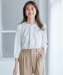 any SiS S(エニスィス（小さいサイズ）)/【接触冷感・吸水速乾・UVケア】エアリードレープスムース 七分袖ブラウス/オフホワイト