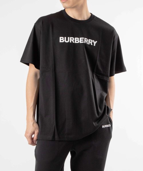 バーバリー BURBERRY 8055307 Ｔシャツ メンズ トップス 半袖 コットン クルーネック カットソー ロゴプリント クルーネック 黒 カジュアル トップス クルーネック 5cm本体