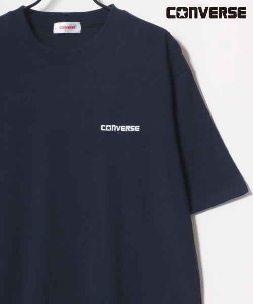 LAZAR(ラザル)/★【Lazar】CONVERSE/コンバース ロゴ オールスター ワンポイント刺繍 半袖Tシャツ/レディース メンズ Tシャツ カジュアル/ネイビー