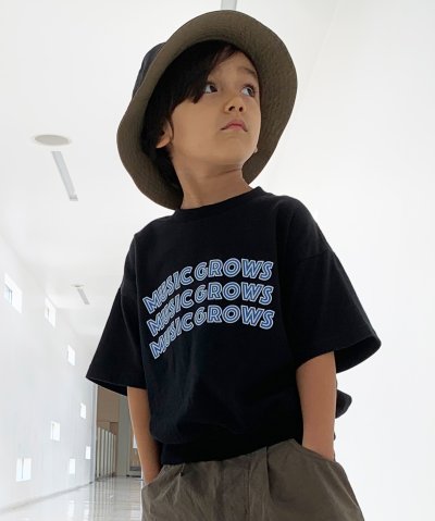 天竺 MUSIC GROWS 裾リブ Tシャツ