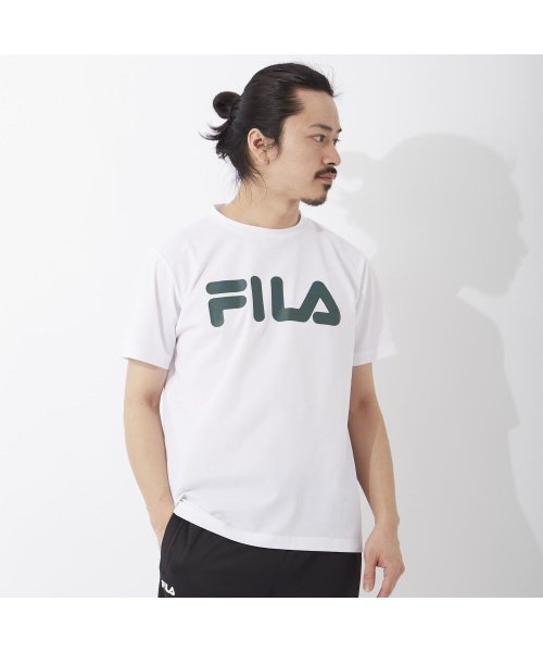 fila(men)(フィラ（メンズ）)/【ラン】ポリブチレンテレフタレート 鹿の子 Tシャツ メンズ/ホワイト