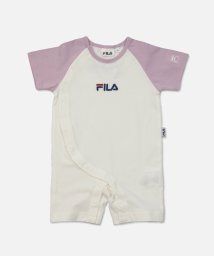 FILA(フィラ)/〈フィラ〉前開き半袖カバーオール/ホワイト×ラベンダー