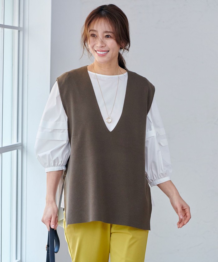 セール】【洗濯機可】サイドリボン ニットベスト(505294181) | anyFAM