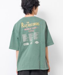 RAT EFFECT(ラット エフェクト)/RATRECORDSピグメントビッグTシャツ/ダークグリーン