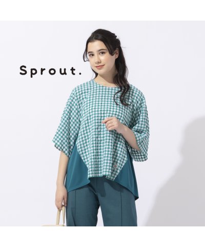 【Sprout.】サッカーチェック×スムース　プルオーバーブラウス