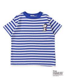 DENIM DUNGAREE(デニムダンガリー)/ボーダー天竺 SNOOPY パイロット Tシャツ/ブルー