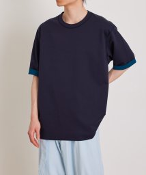 ADAM ET ROPE'(アダム　エ　ロペ)/ハイゲージ シャンブレー リバーシブル Tシャツ/ネイビー（40）