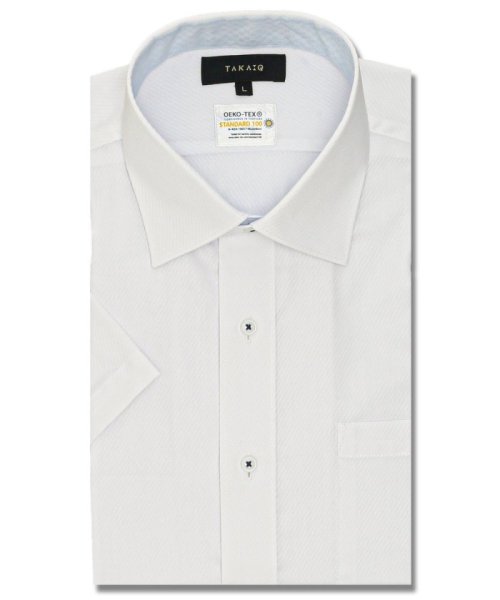 TAKA-Q(タカキュー)/形態安定 吸水速乾 スタンダードフィット ワイドカラー 半袖 シャツ メンズ ワイシャツ ビジネス yシャツ 速乾 ノーアイロン 形態安定/ホワイト