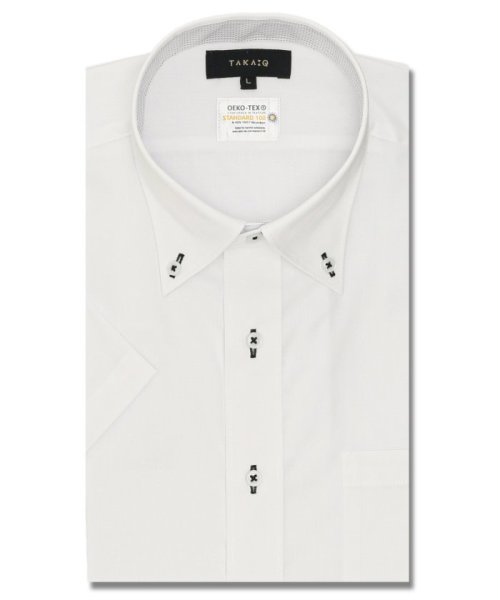 TAKA-Q(タカキュー)/形態安定 吸水速乾 スタンダードフィット ボタンダウン 半袖 シャツ メンズ ワイシャツ ビジネス yシャツ 速乾 ノーアイロン 形態安定/ホワイト