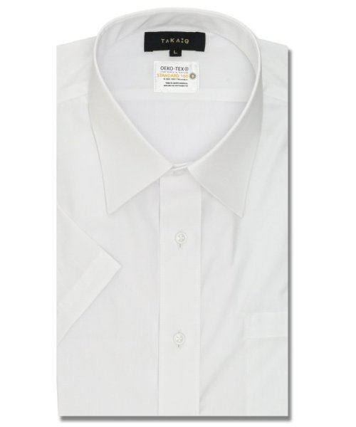 TAKA-Q(タカキュー)/形態安定 吸水速乾 スタンダードフィット レギュラーカラー 半袖 シャツ メンズ ワイシャツ ビジネス yシャツ 速乾 ノーアイロン 形態安定/ホワイト