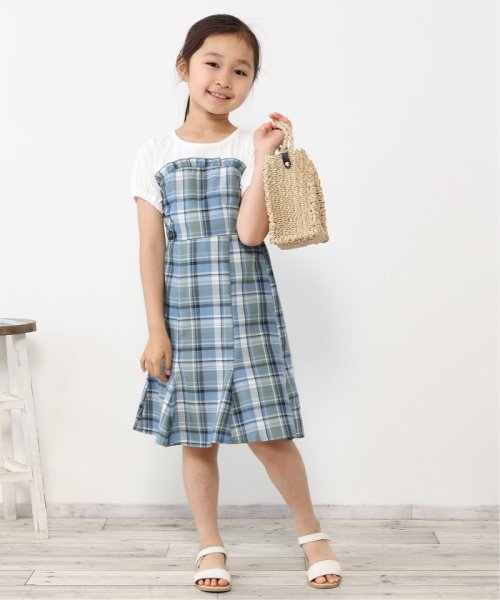 ikka kids(イッカ　キッズ)/サイドタブドッキングワンピース（120〜160cm）/ブルー