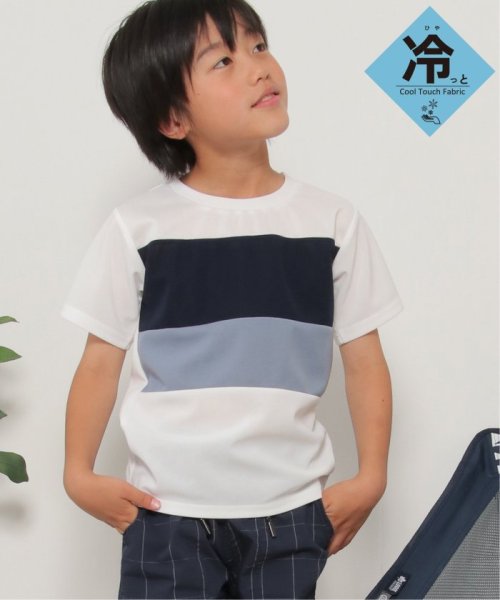 ikka kids(イッカ　キッズ)/【接触冷感／吸水速乾】横切り替えTシャツ（120〜160cm）【親子おそろい】/オフホワイト