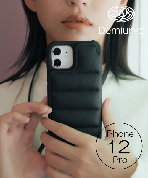Demiu(Demiu)/【Demiu / デミュ】BALLON iPhone12Pro/iPhone12 アイフォンケース 本革 リアルレザー ストラップ付/ブラック 