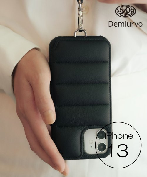 Demiu(Demiu)/【Demiu / デミュ】BALLON iPhone13 アイフォンケース 本革 リアルレザー ストラップ付/ブラック 