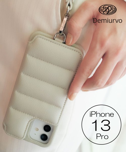 Demiu(Demiu)/【Demiu / デミュ】BALLON iPhone13Pro iPhoneケース アイフォンケース 本革 リアルレザー ストラップ付/ホワイト