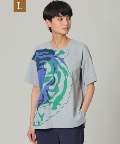 【L】【接触冷感】【ウォッシャブル】グラフィカルビッグタイガープリントTシャツ