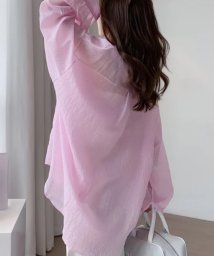 aimoha(aimoha（アイモハ）)/UVカットシアーストライプシャツ/ピンク