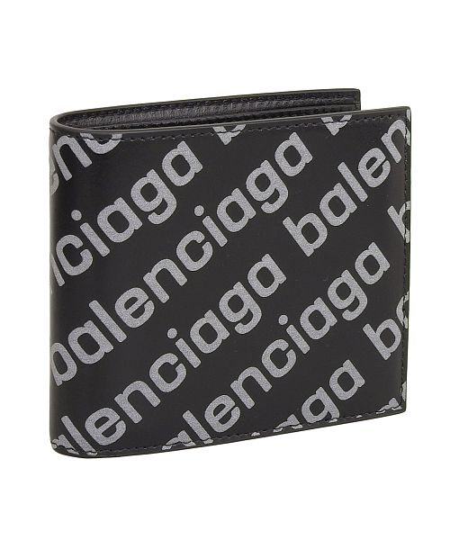 【値下げ】バレンシアガBALENCIAGA  二つ折り  財布 レザー　ブラック